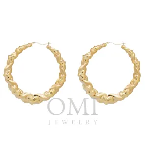 10K GOLD LADIES ROUND HEART SHAPE HOOP EARRINGS