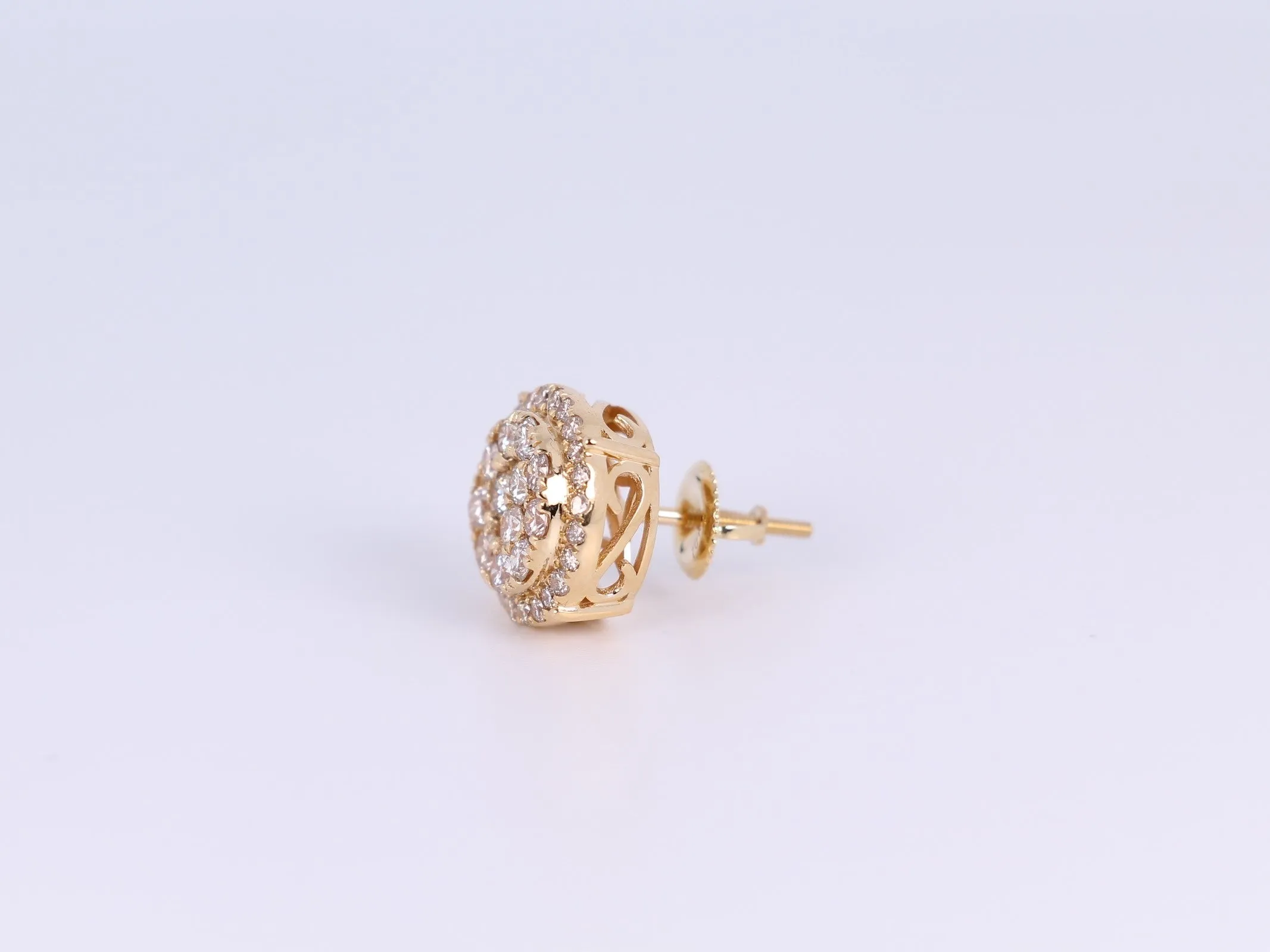 10K Yellow Gold Round Earrings 1.95Ctw