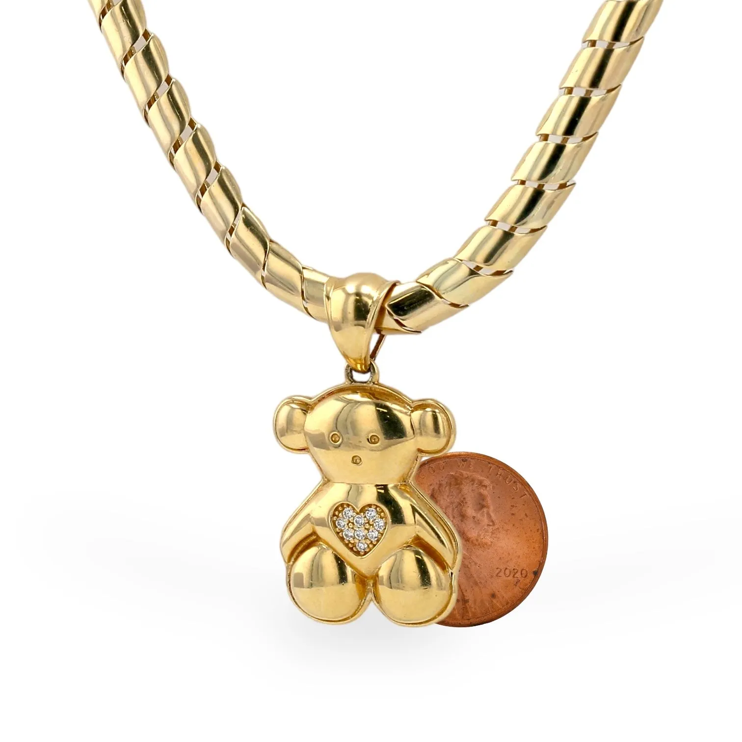 10K Yellow gold teddy bear necklace-221915