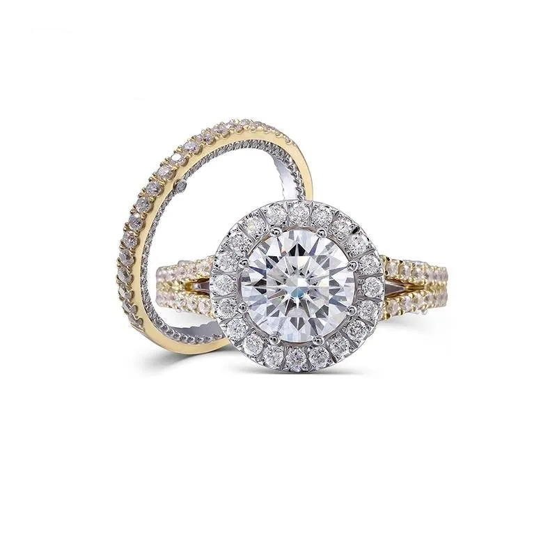 14k White & Yellow Gold Moissanite Wedding Set (Rings Can Be Bought Separately)