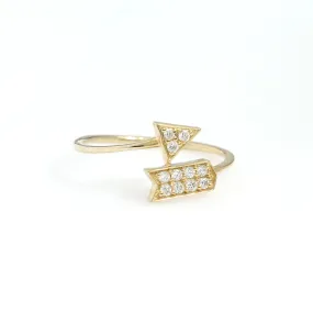 14K Yellow Gold Arrow Ring 0.12 Ctw