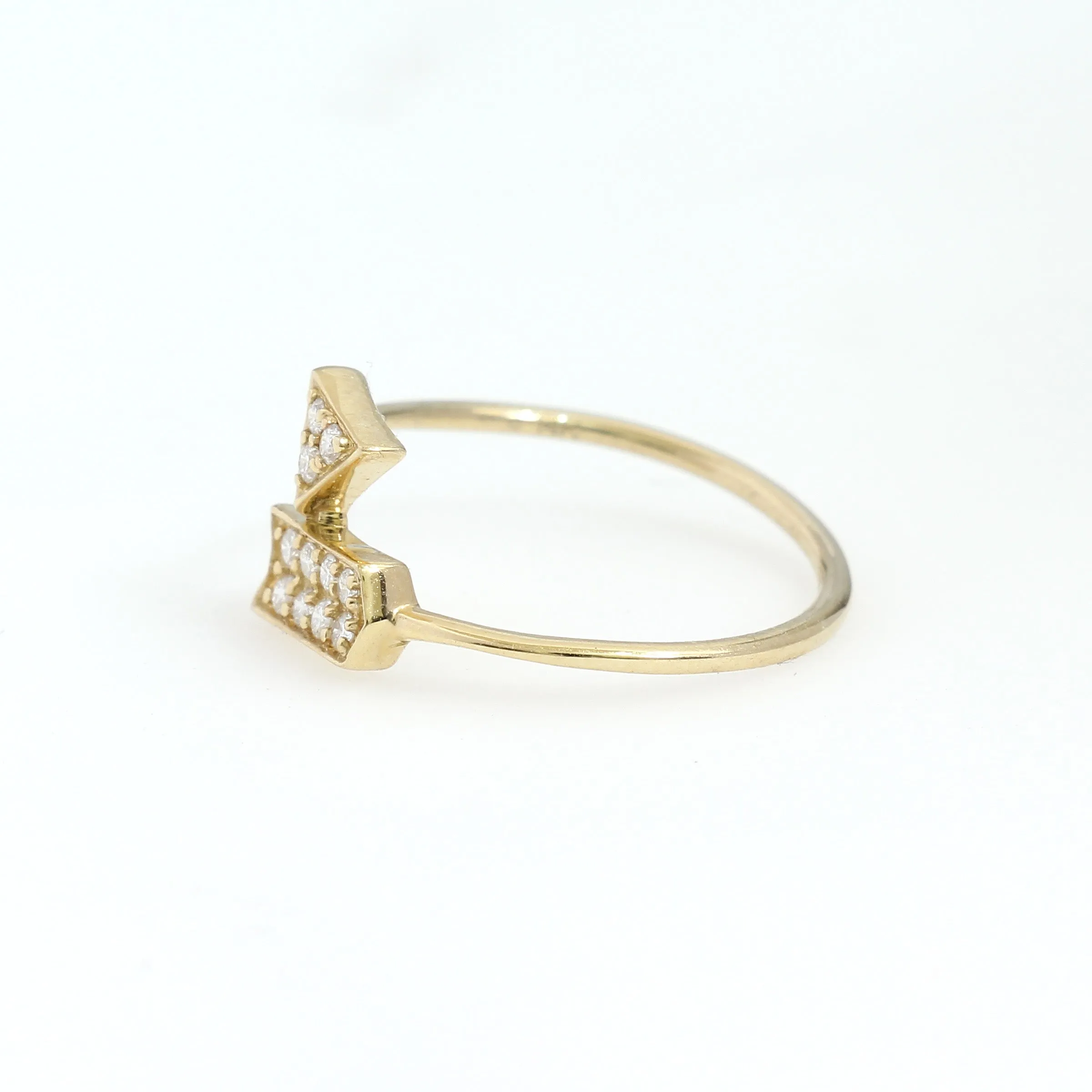 14K Yellow Gold Arrow Ring 0.12 Ctw