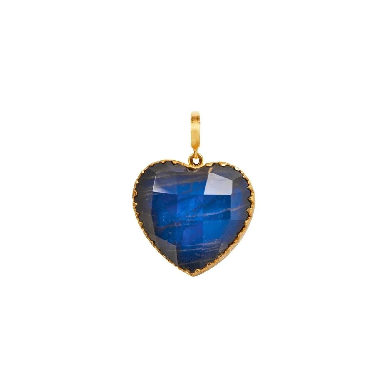 14K Yellow Gold Blue Labradorite Heart Charm