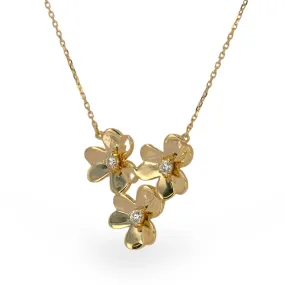 14K Yellow gold Daisy flower Necklace-226115