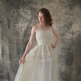 1950s Strapless White Tulle Dress size XS