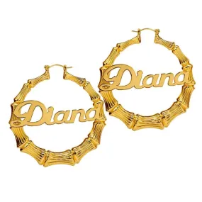 2 Hoops Bamboo Name Earrings