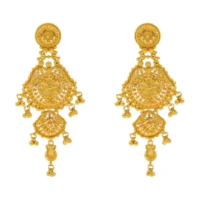 22K Yellow Gold Beaded Filigree Earrings (15.8gm)