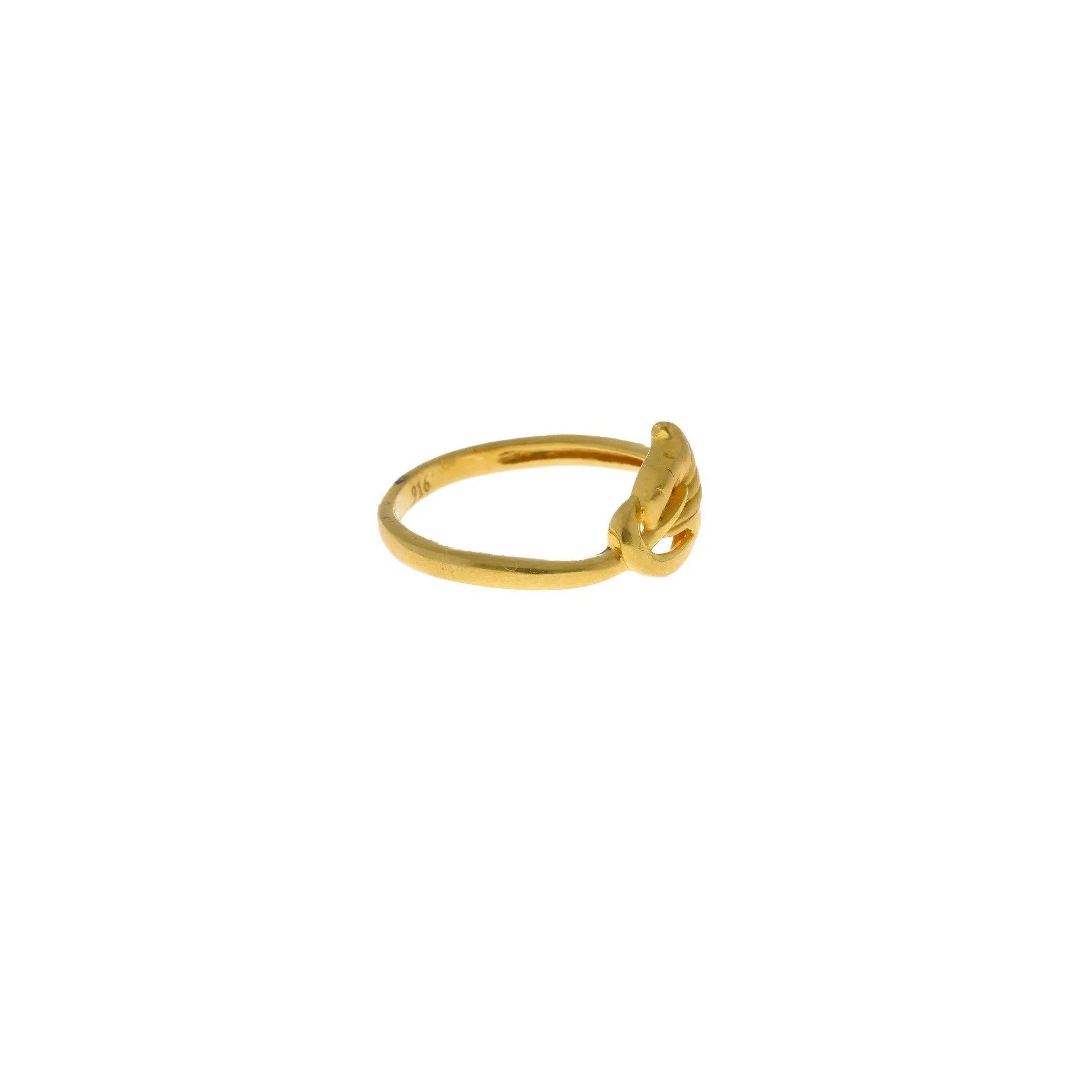 22K Yellow Gold Ring W/ Looped Leaf Design