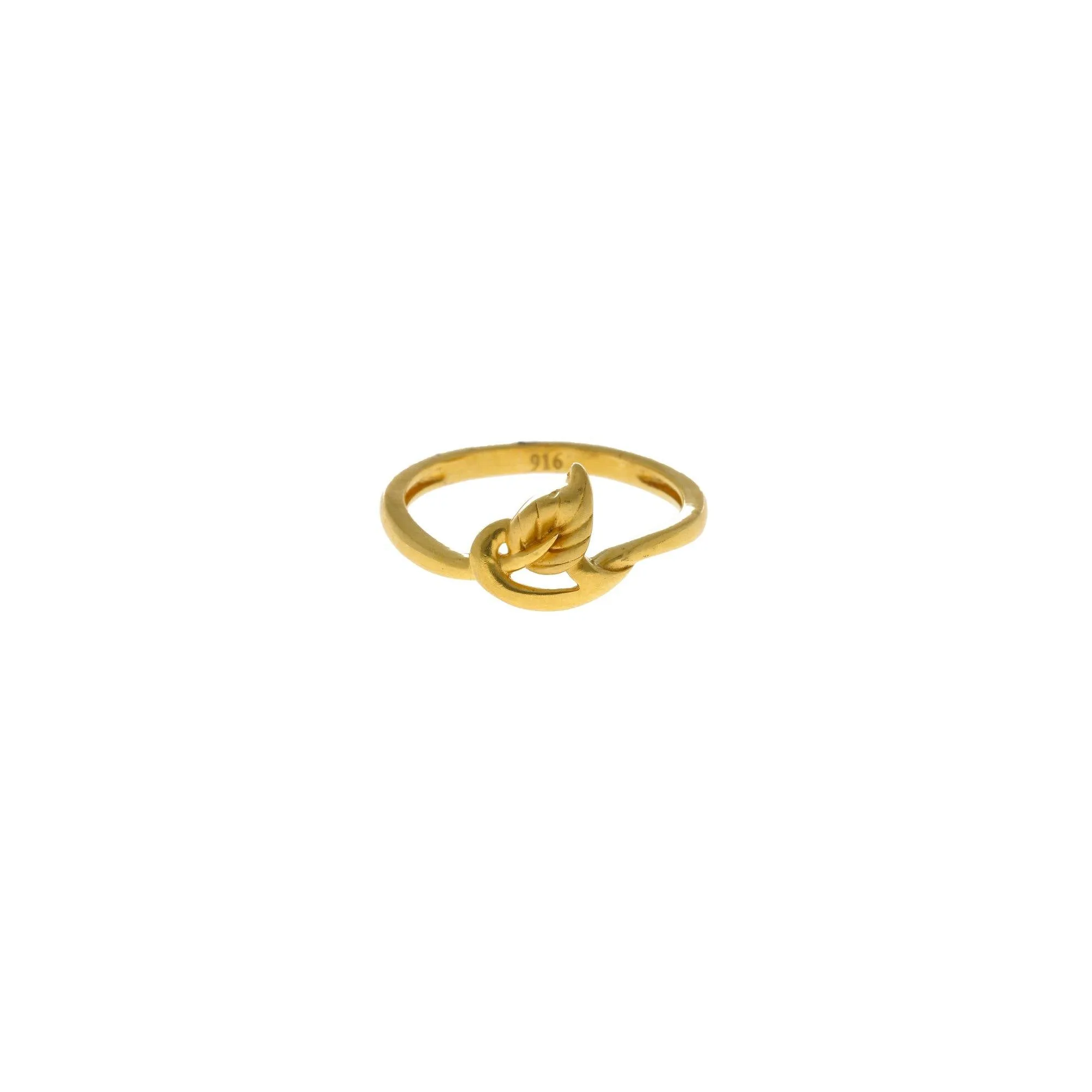 22K Yellow Gold Ring W/ Looped Leaf Design