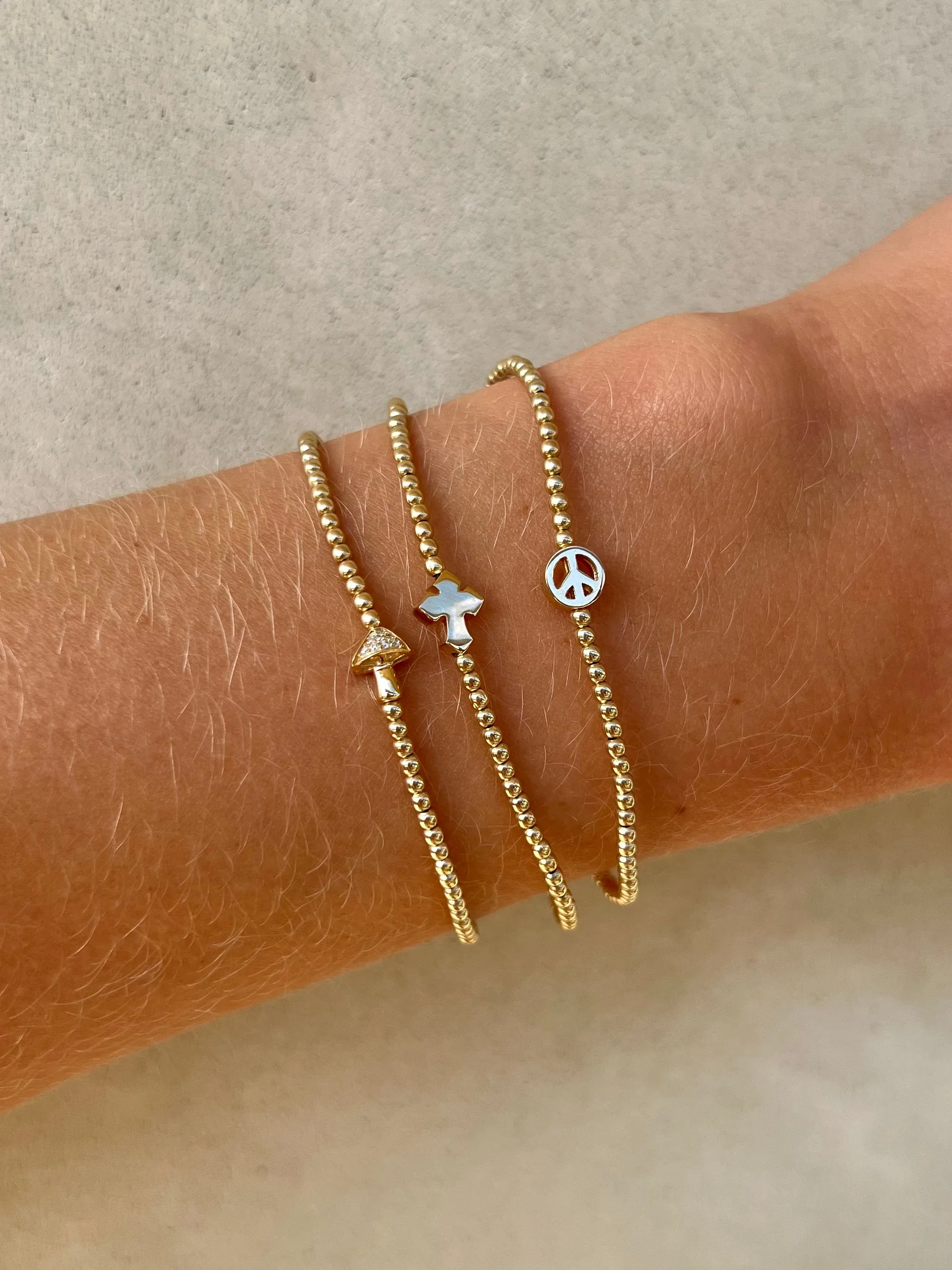 2mm Signature Bracelet With 14K Cross Bead