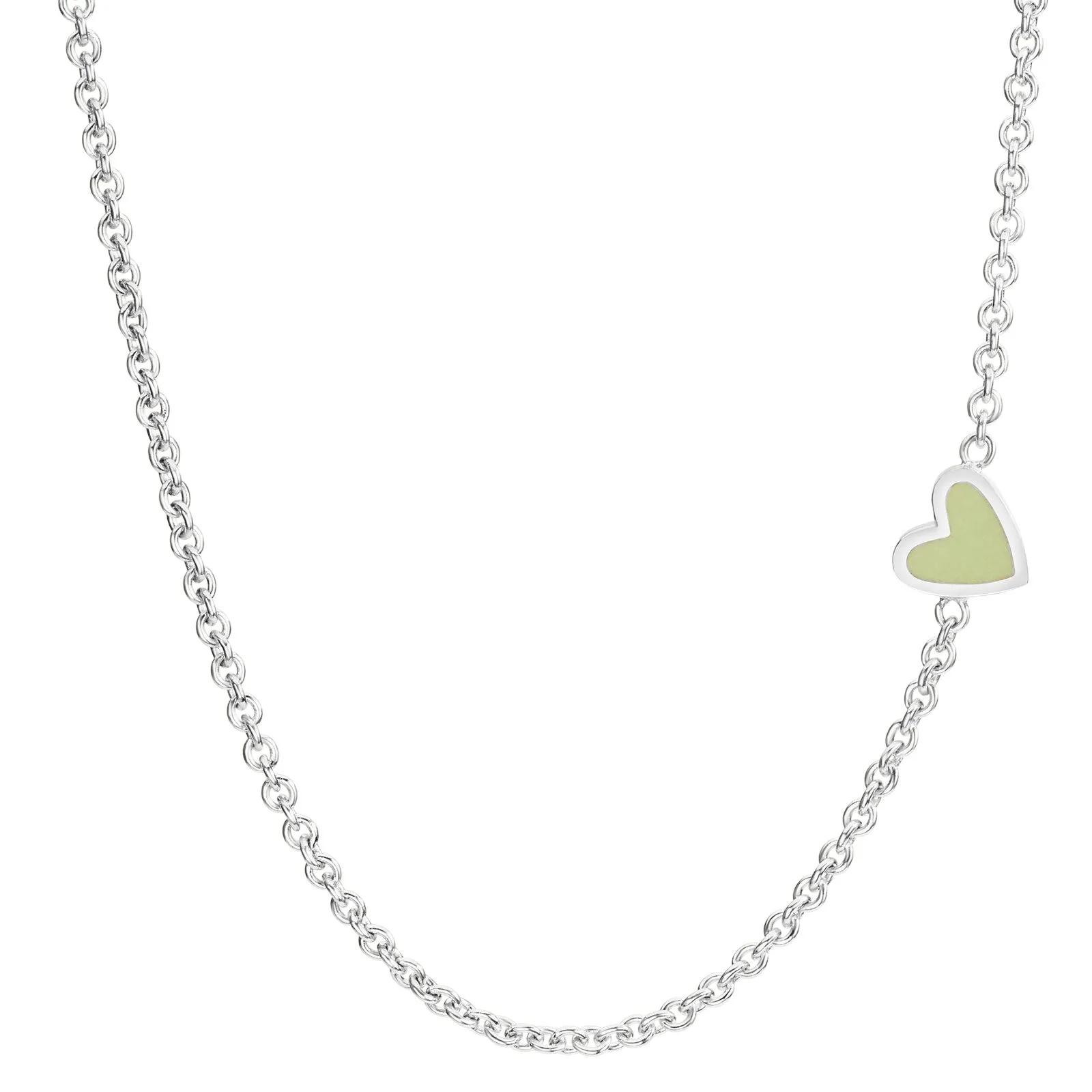 2mm Silver Enamel Heart Chain