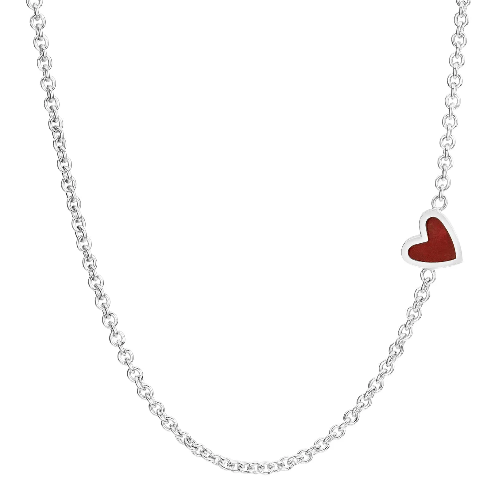 2mm Silver Enamel Heart Chain