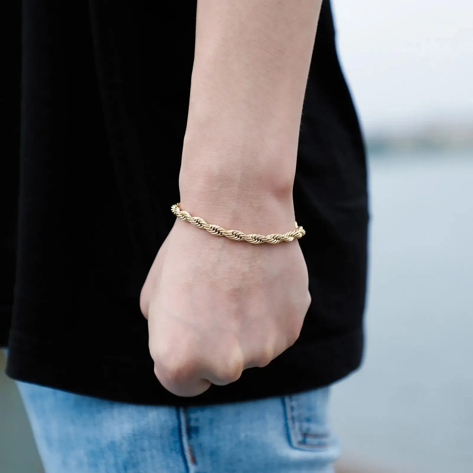 3mm Rope Bracelet in Yellow Gold