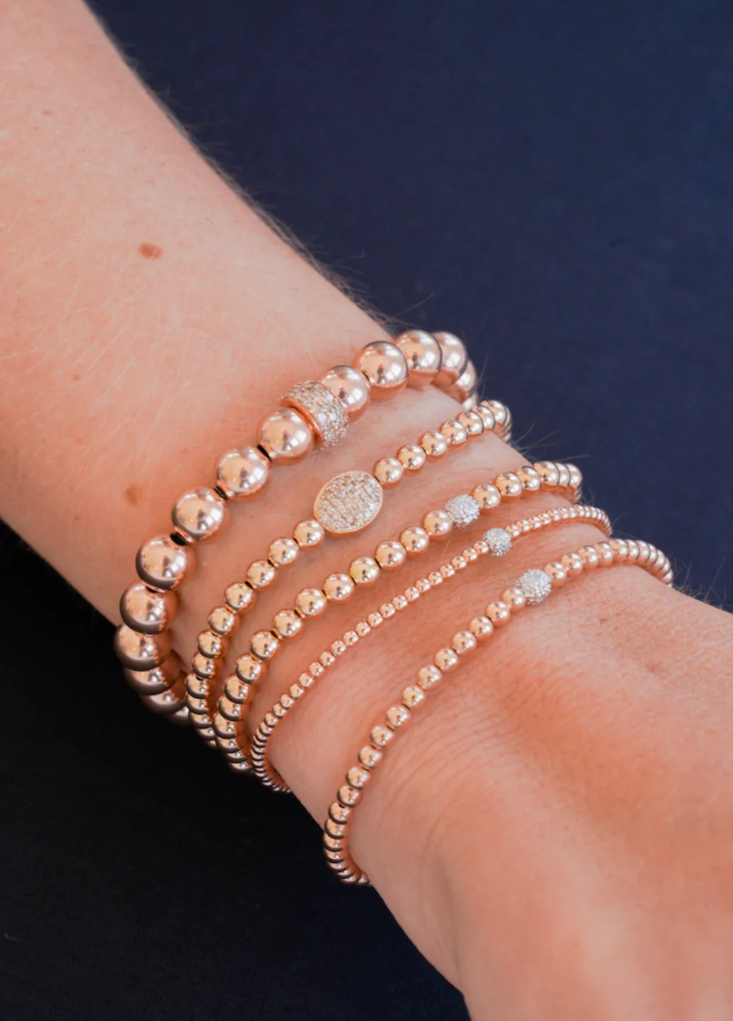 7MM Signature Rose Gold Bracelet with 14K Diamond Rondelle