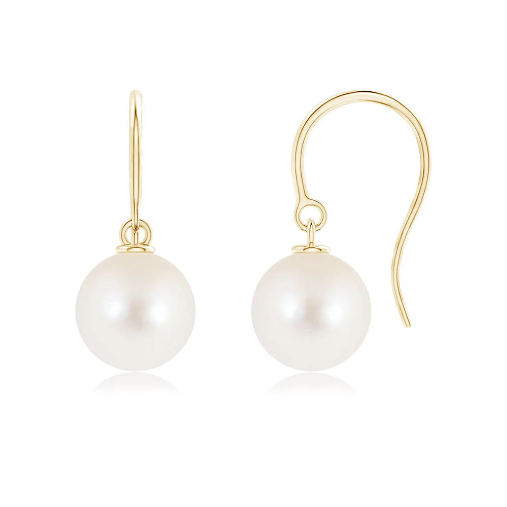 8mm Classic Freshwater Cultured Pearl Dangle Earrings