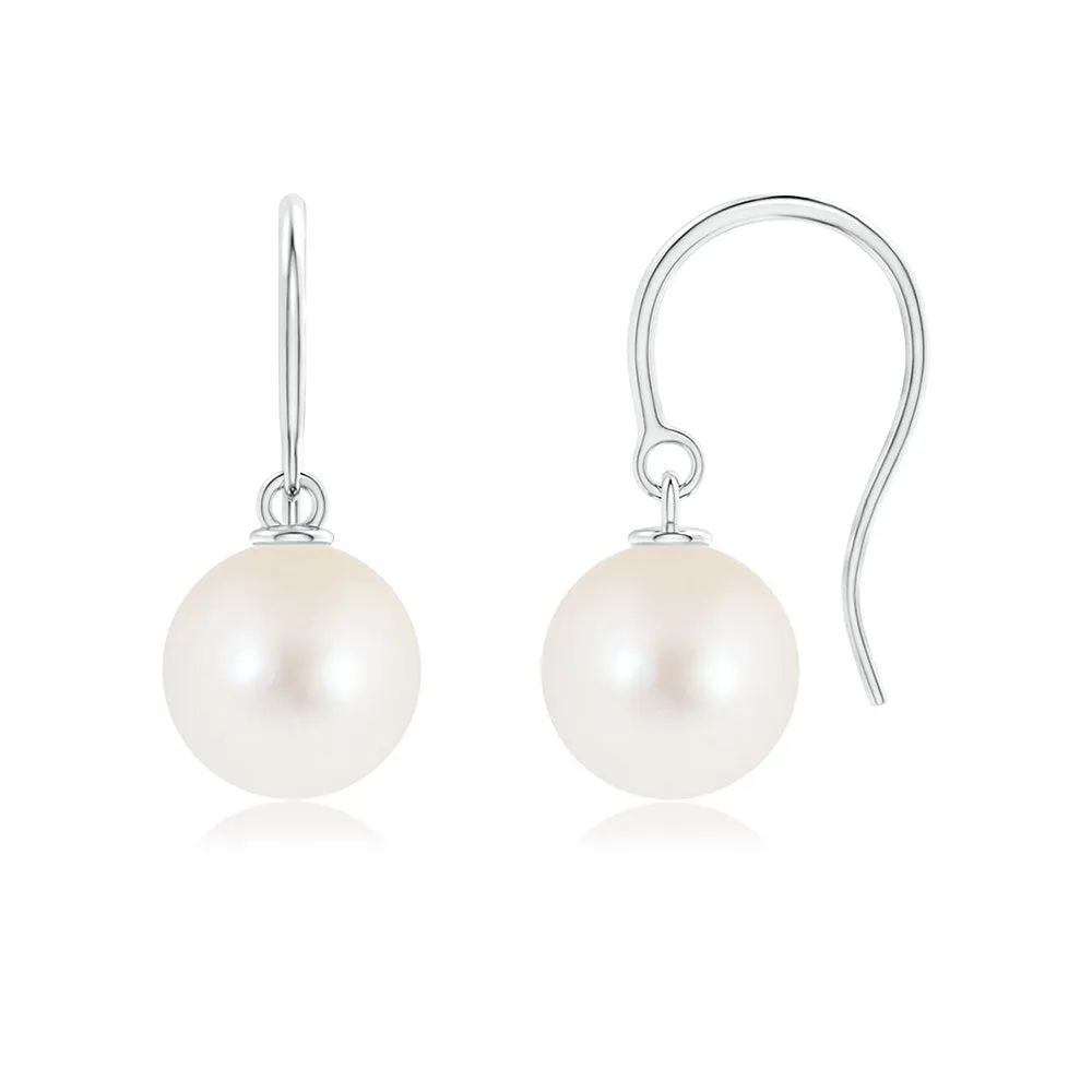 8mm Classic Freshwater Cultured Pearl Dangle Earrings