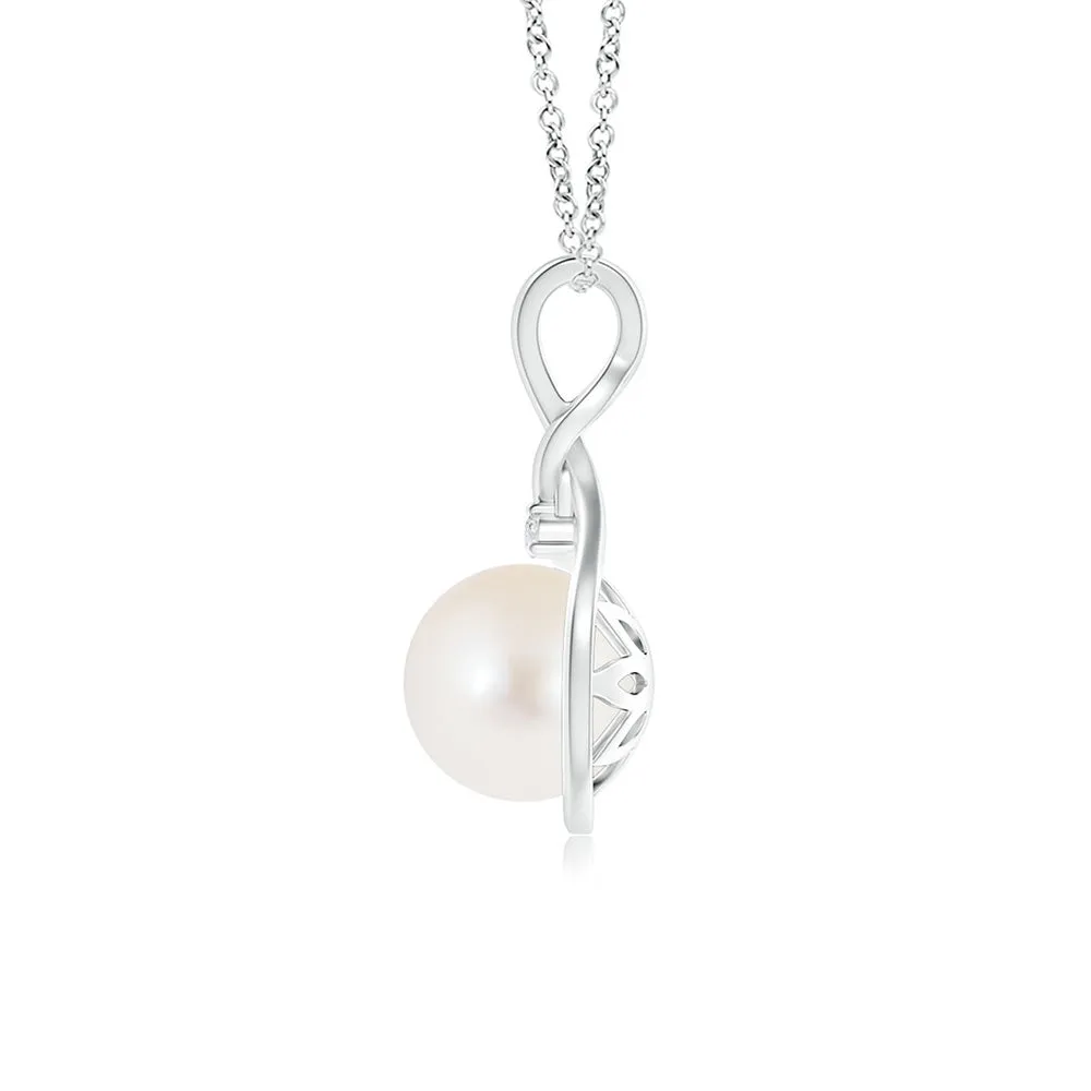 8mm Twist Freshwater Cultured Pearl and Moissanite Pendant