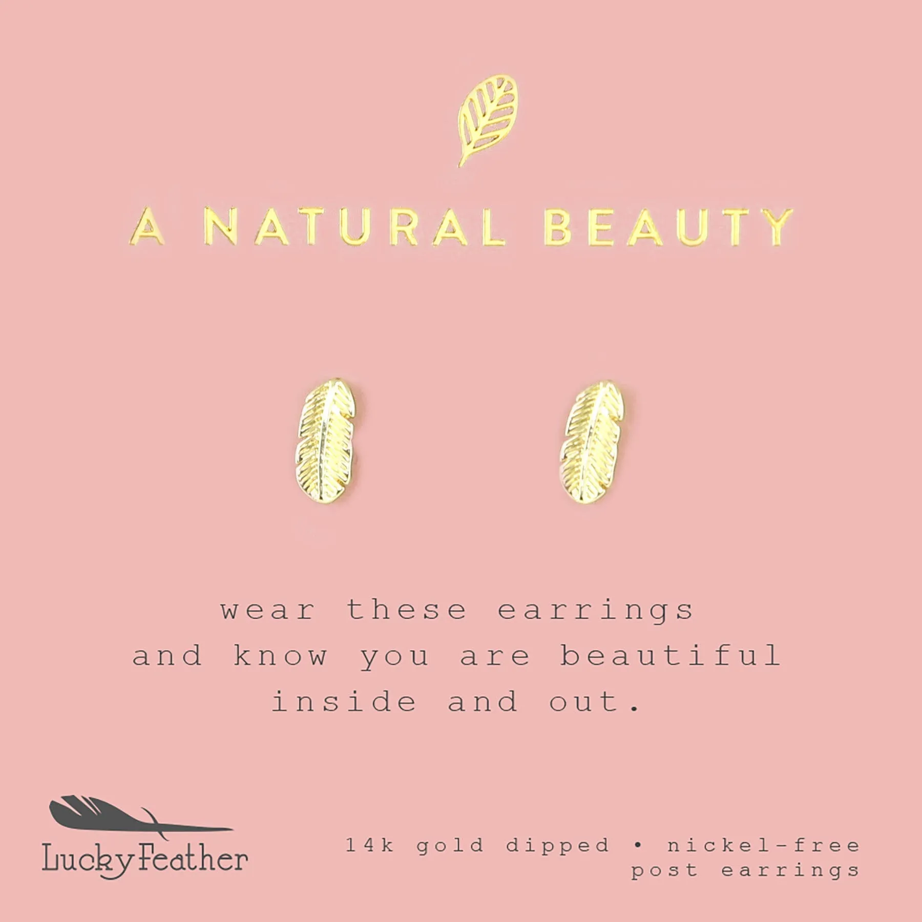 A Natural Beauty - Gold Leaf Earrings by Lucky Feather