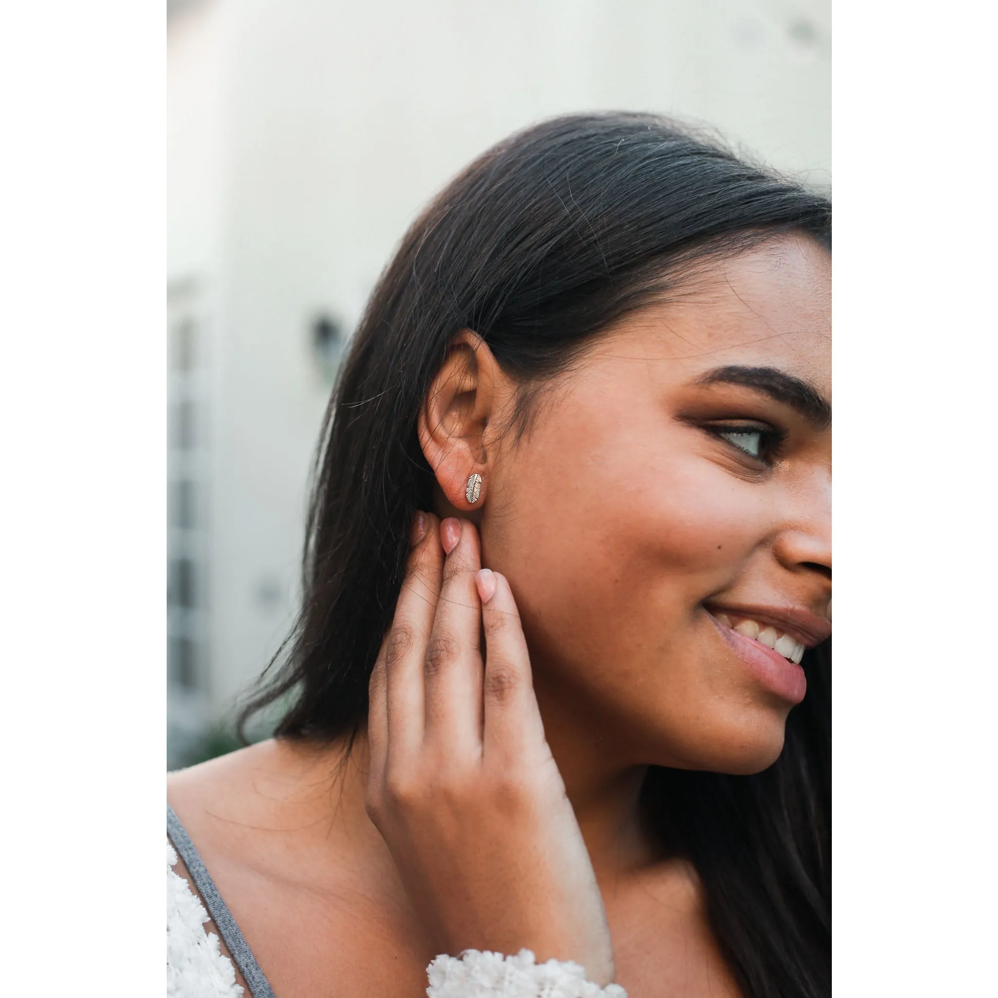 A Natural Beauty - Gold Leaf Earrings by Lucky Feather