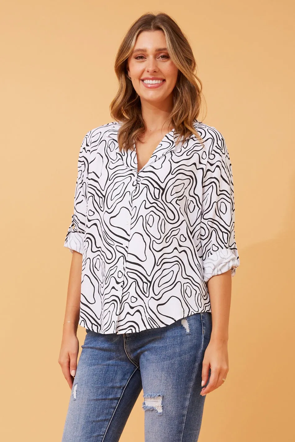 ABRIELLA ABSTRACT PRINT SHIRT