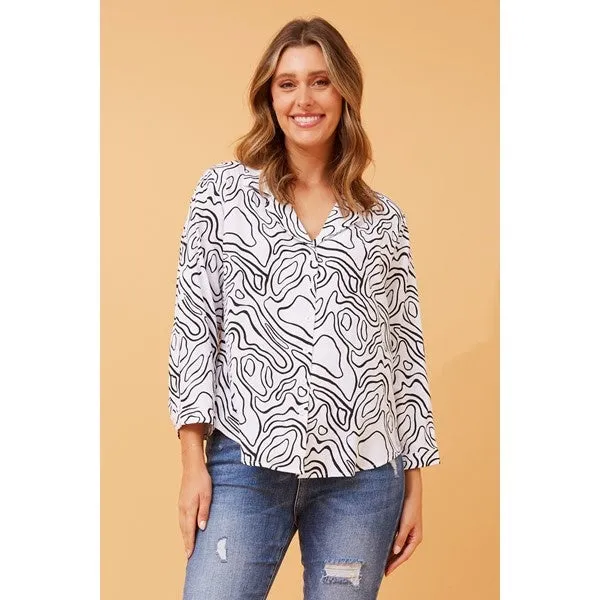 ABRIELLA ABSTRACT PRINT SHIRT