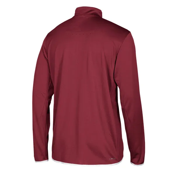 adidas Men's Collegiate Burgundy/White Team Iconic Knit Long Sleeve Quarter Zip