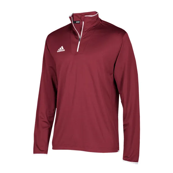 adidas Men's Collegiate Burgundy/White Team Iconic Knit Long Sleeve Quarter Zip