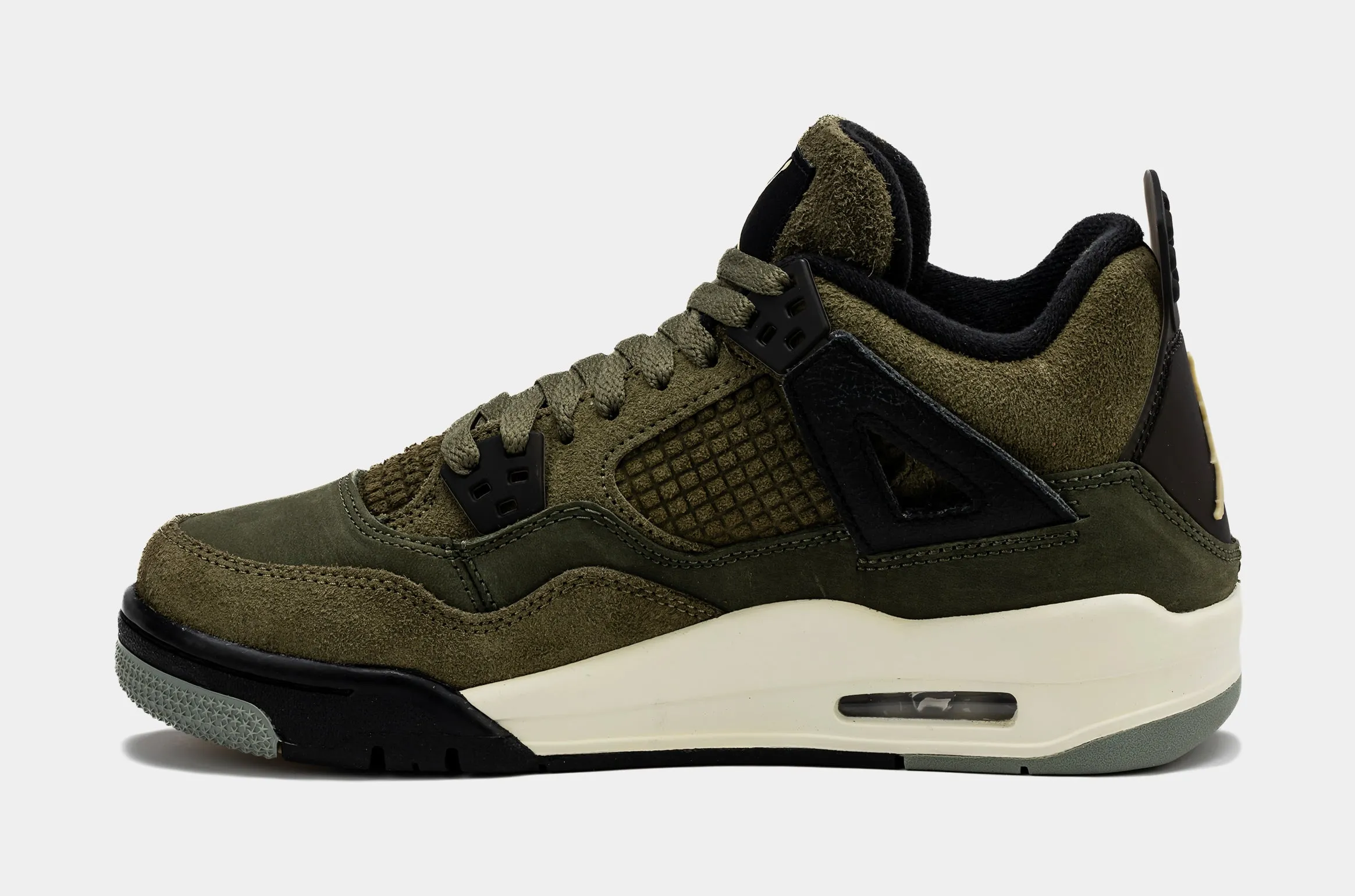 Air Jordan 4 Retro SE Craft Olive Grade School Lifestyle Shoes (Medium Olive)