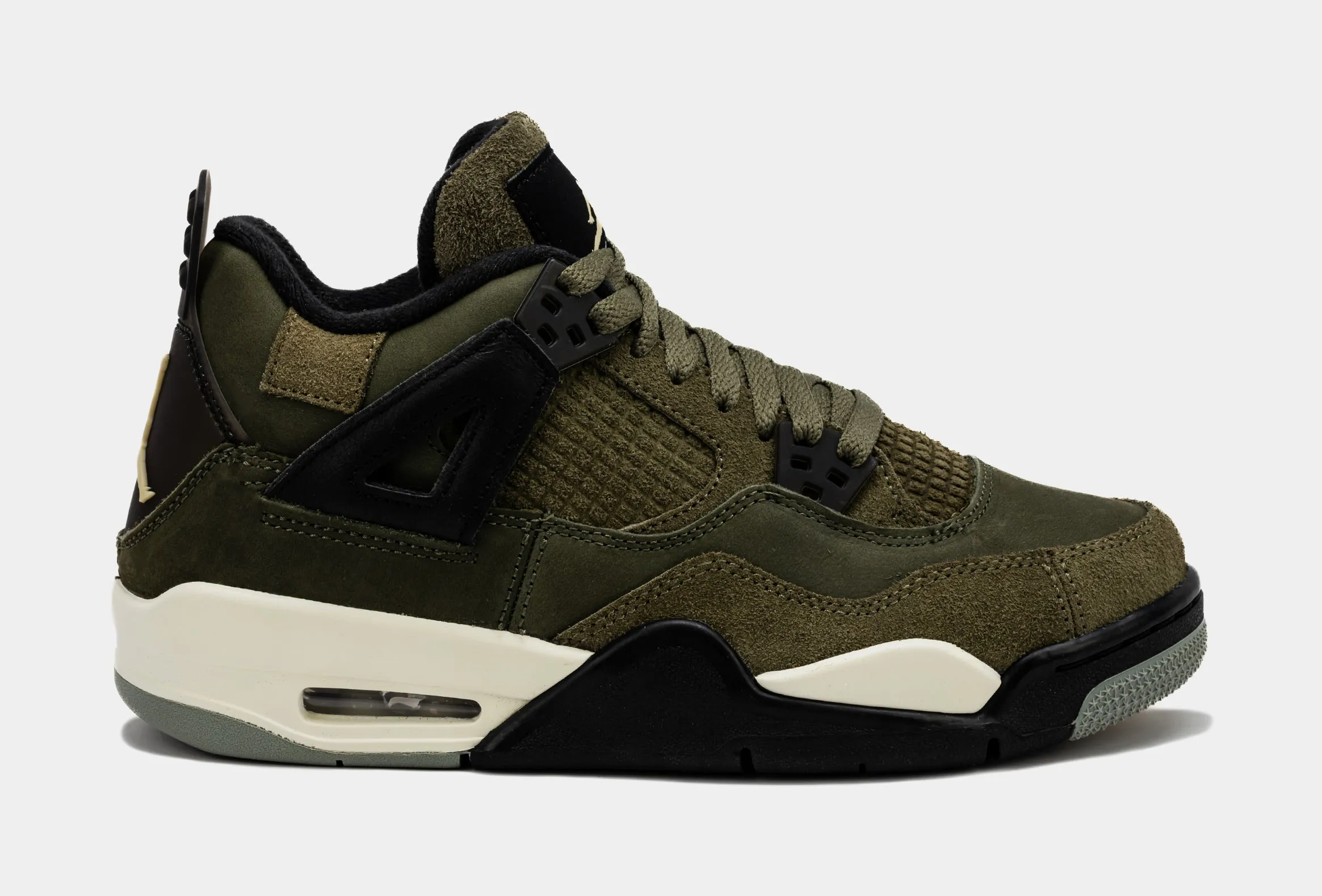 Air Jordan 4 Retro SE Craft Olive Grade School Lifestyle Shoes (Medium Olive)