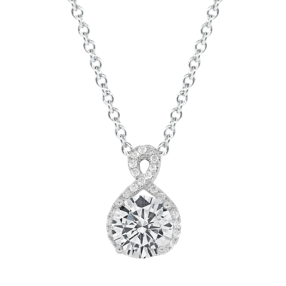 Alessandra 18k White Gold Plated Infinity Halo Pendant Necklace with CZ Crystal