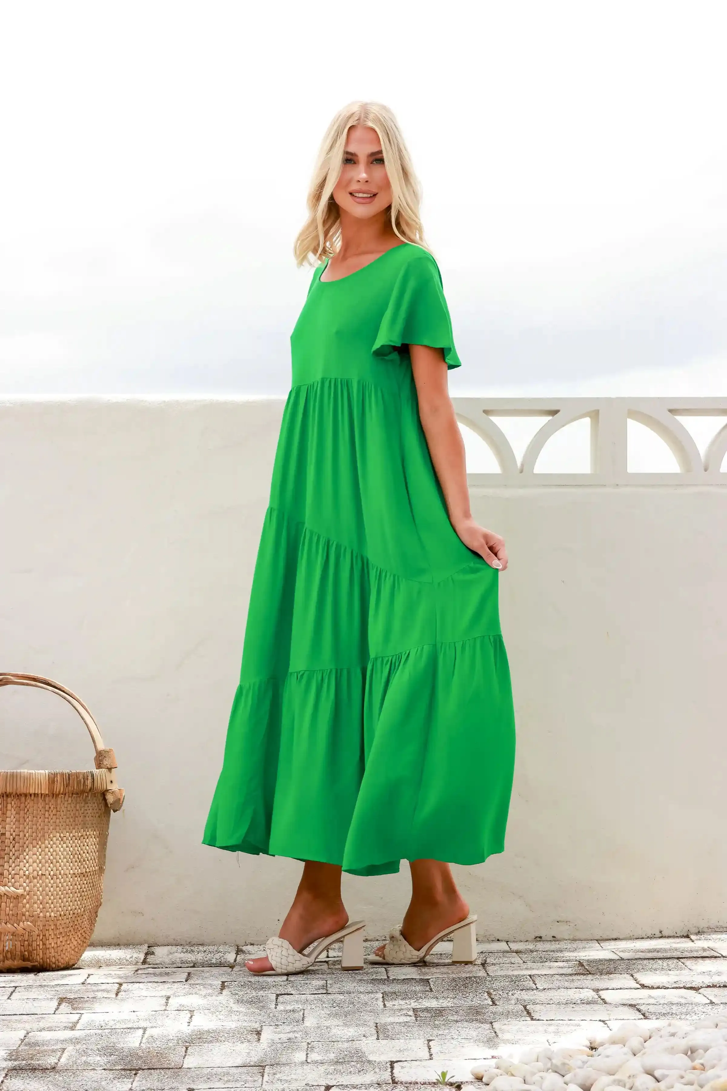 Alessia Linen Maxi Dress - Green