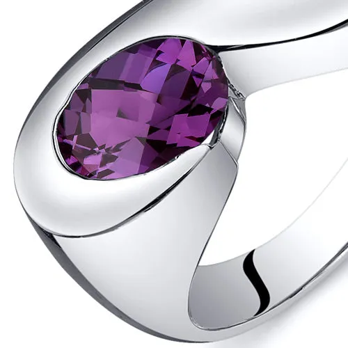 Alexandrite Oval Cut Sterling Silver Ring Size 8