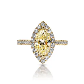 Aliya 2 Carat Yellow VVS2 Marquise Cut Diamond Engagement Ring in 18k Yellow Gold