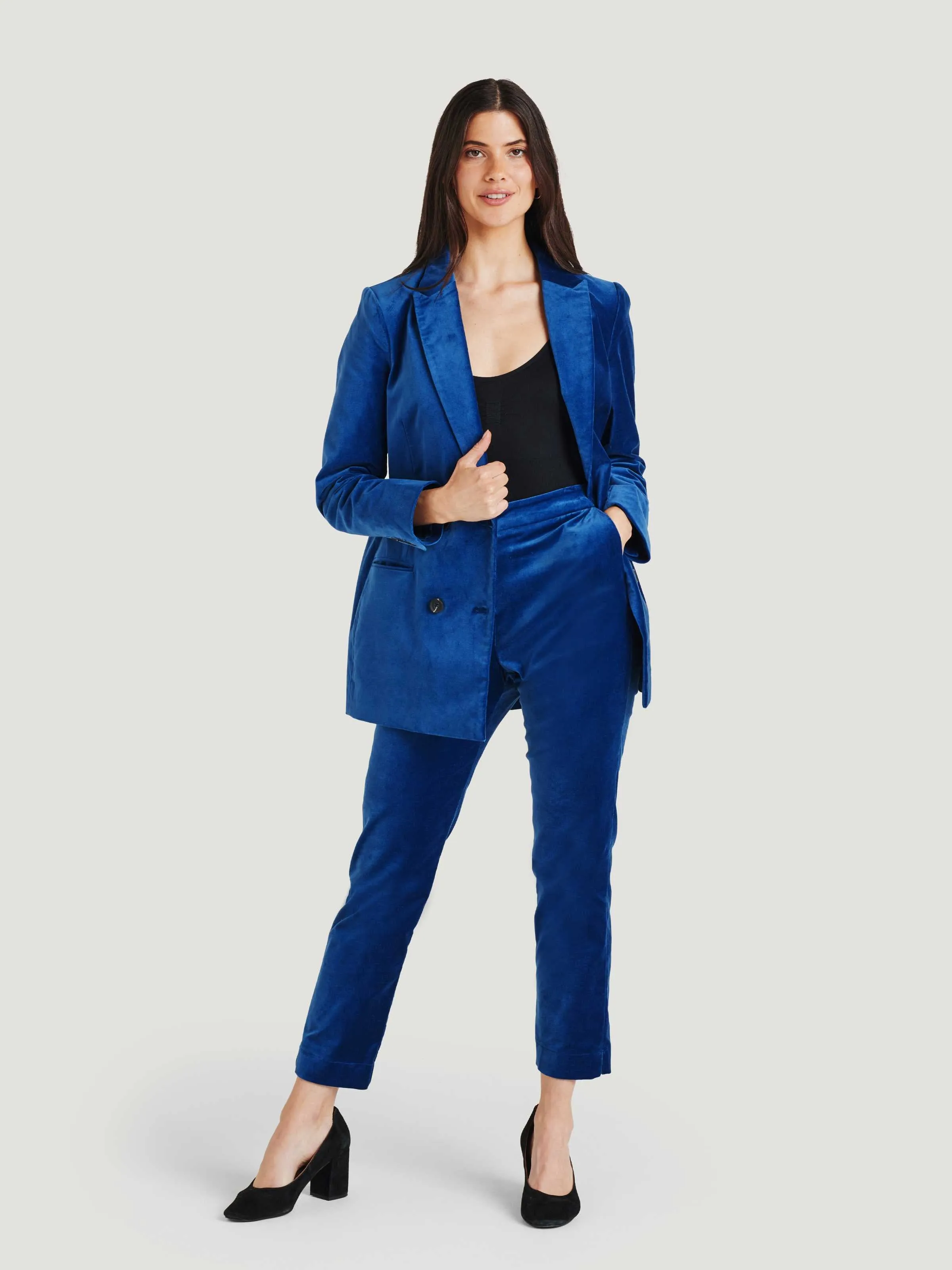 Alleegra Organic Cotton Velvet Jacket - Dark Sapphire Blue