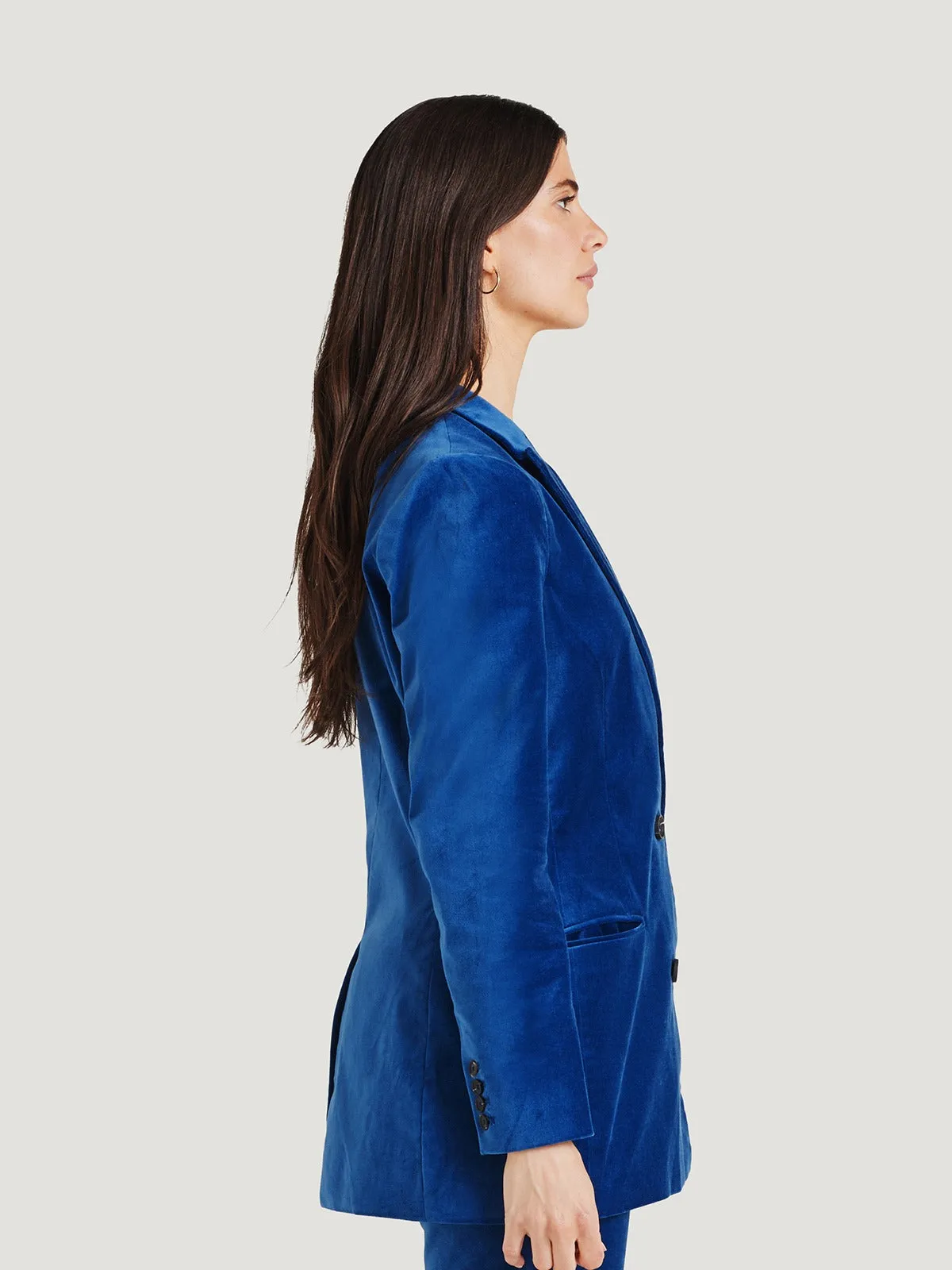 Alleegra Organic Cotton Velvet Jacket - Dark Sapphire Blue