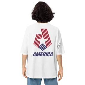 America "Star Stripes" Back Unisex Oversized White T-Shirt