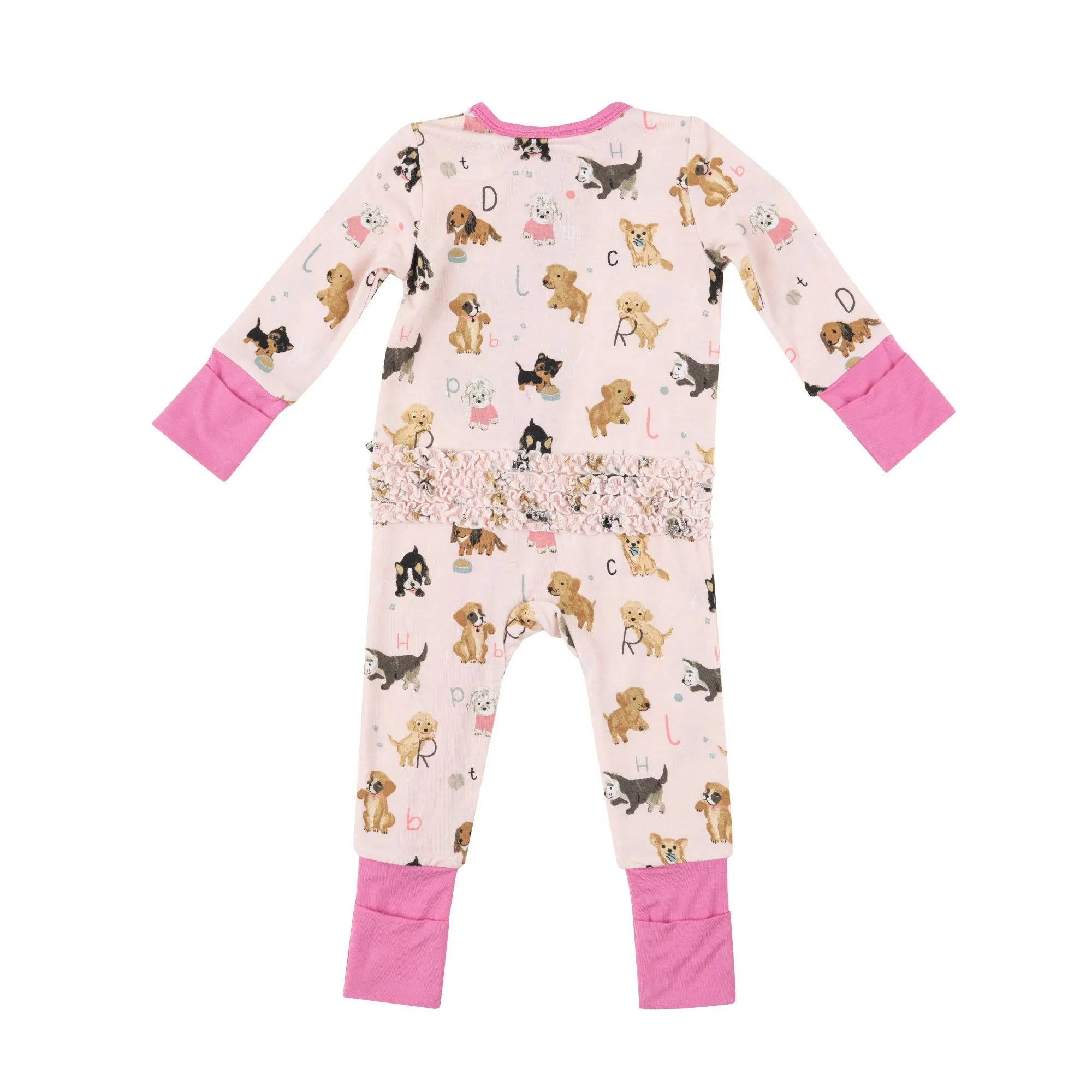 Angel Dear - Pink Puppy Alphabet Zipper Romper