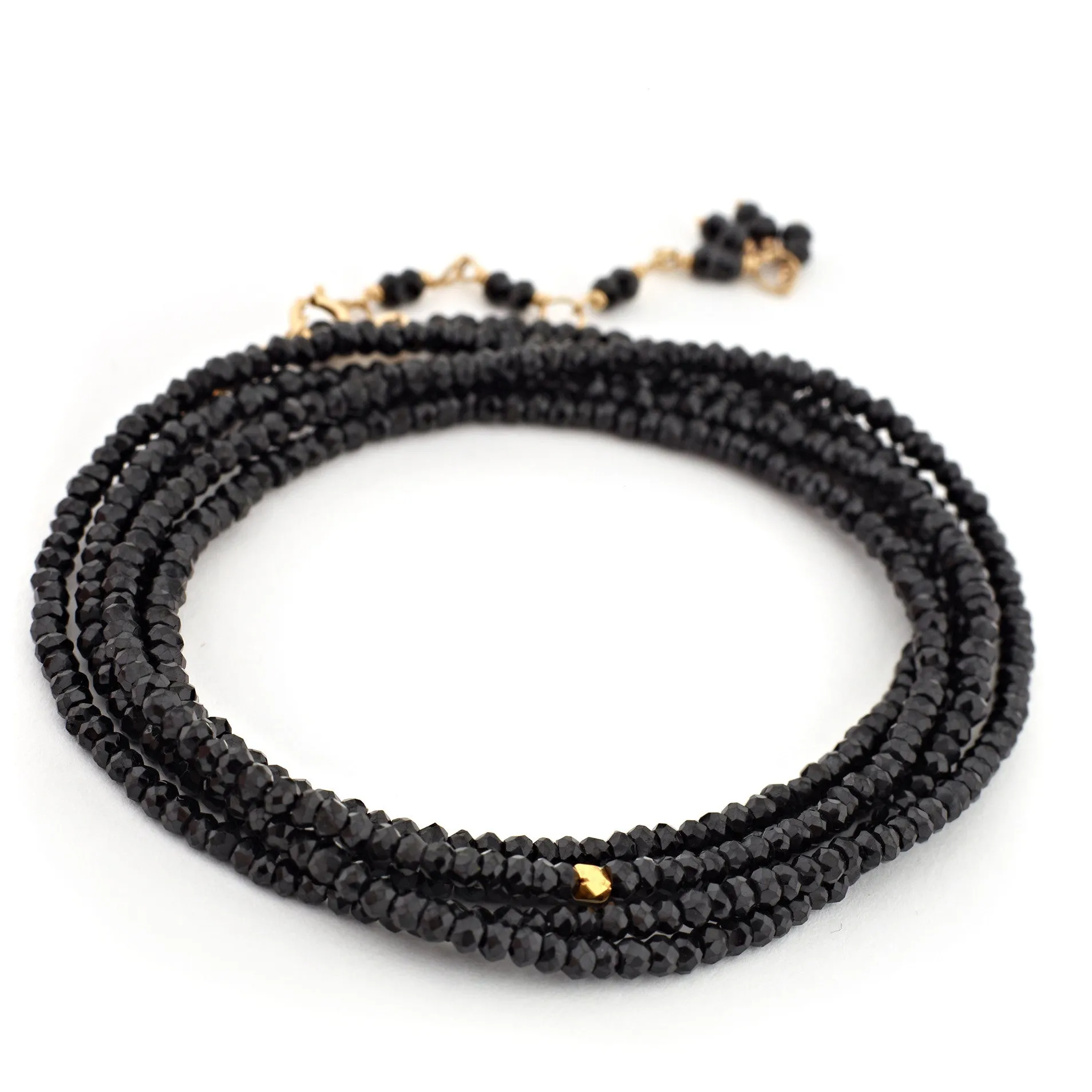 Anne Sportun Black Spinel Beaded Wrap Bracelet & Necklace 34 B098G-SPIN