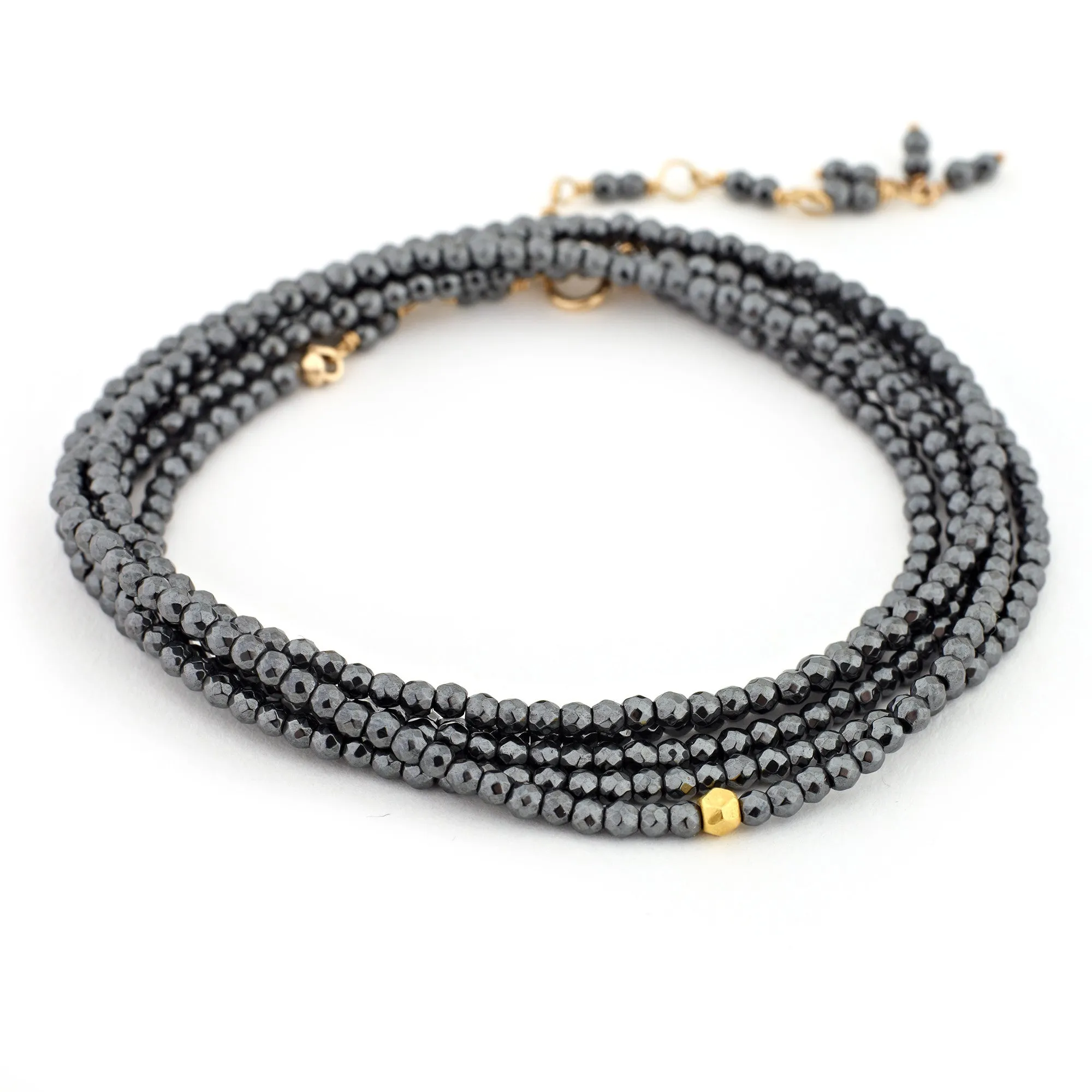 Anne Sportun Hematite Beaded Wrap Bracelet & Necklace 34 B098G-HEM