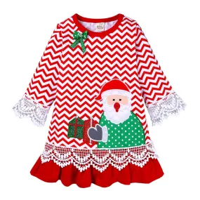 Baby Kid Girls Striped Cartoon Christmas Dresses Wholesale 23101507