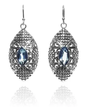 Bali Marquee Earrings - Blue Topaz