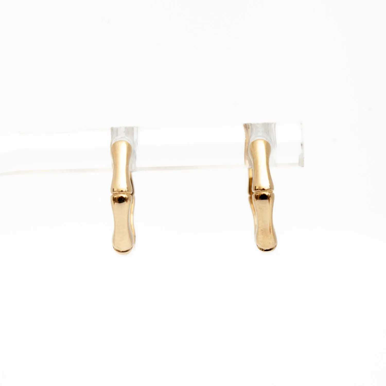 Bamboo Hinged Huggie Hoops