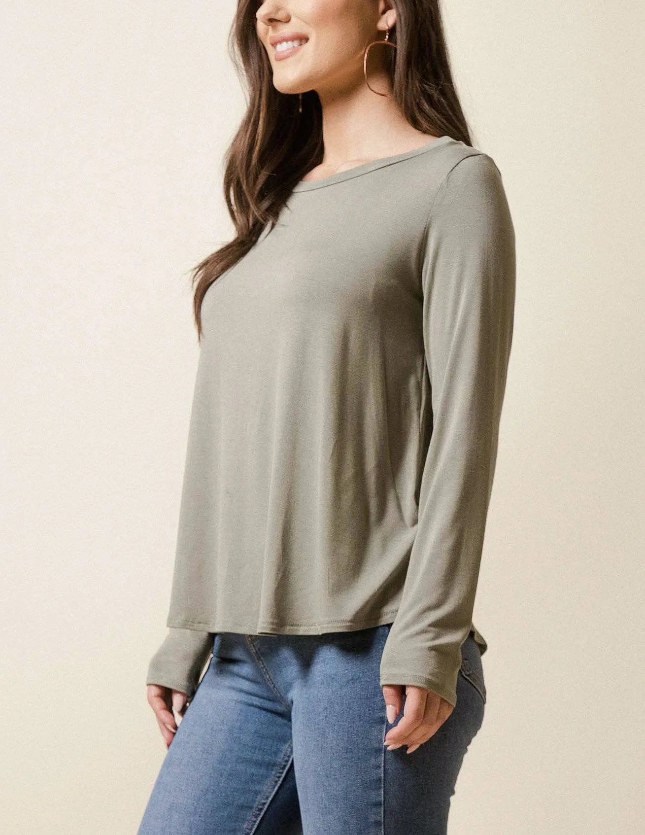 Bamboo Relaxed Long Sleeve Tee - As-Is-Clearance