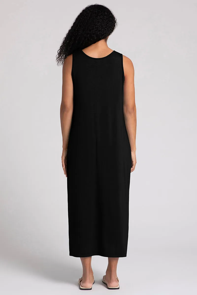 Bamboo Reversible Slit Tank Dress | Black