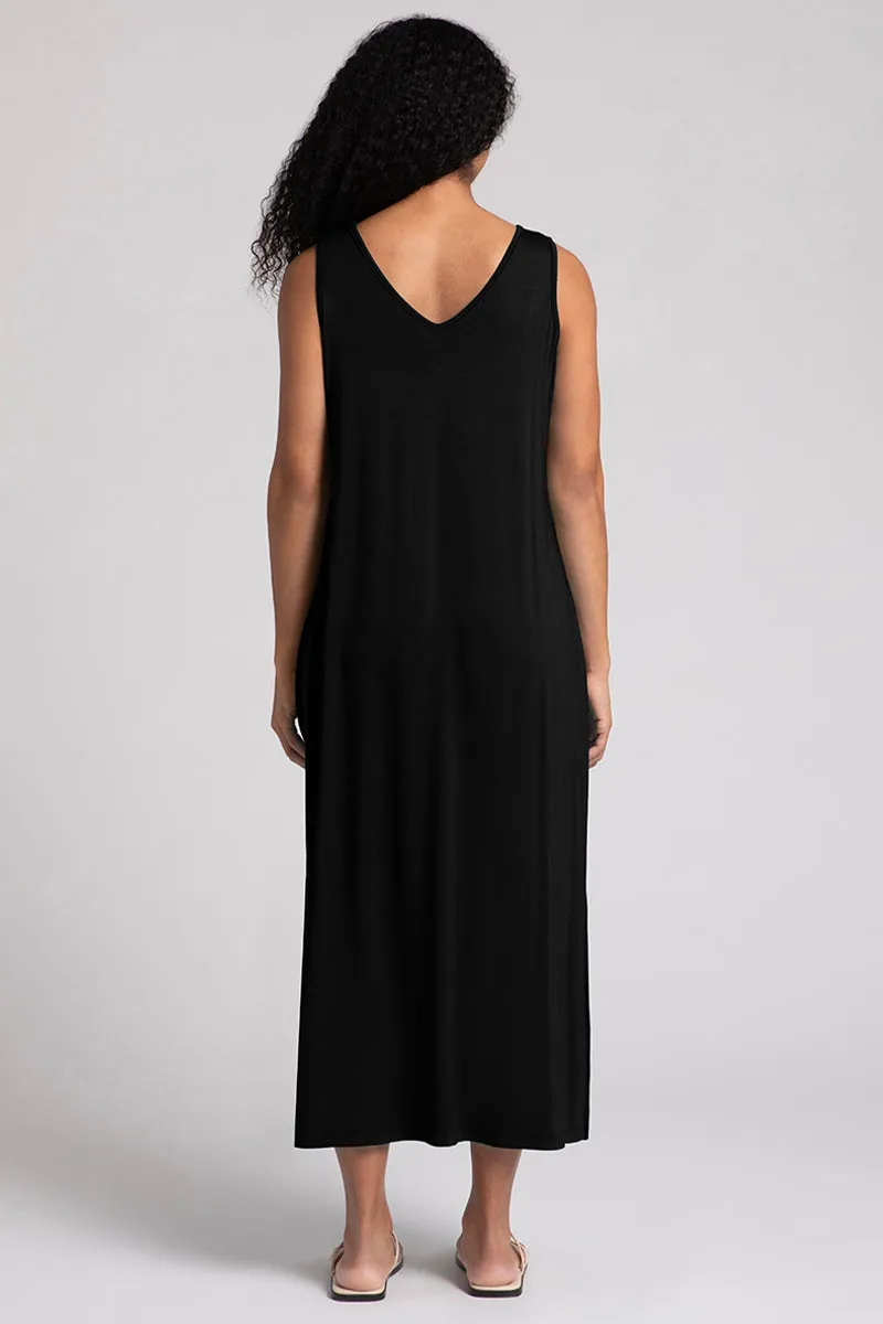 Bamboo Reversible Slit Tank Dress | Black