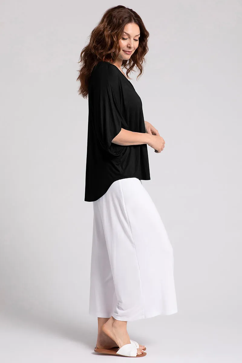 Bamboo V-Neck Dolman Top | Black