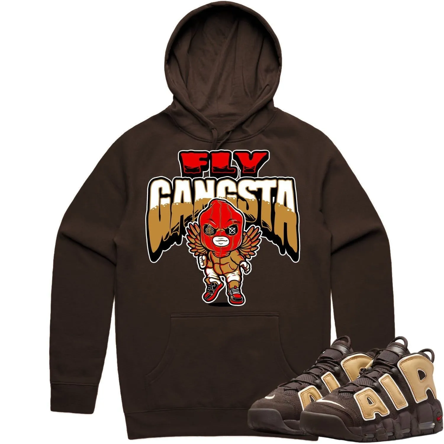 Baroque Brown Uptempos Hoodie to Match - WHEAT FLY GANGSTA