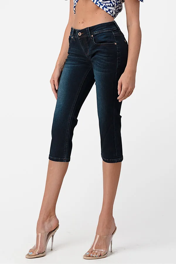 Basic Design Soft Denim Mid Rise Capri