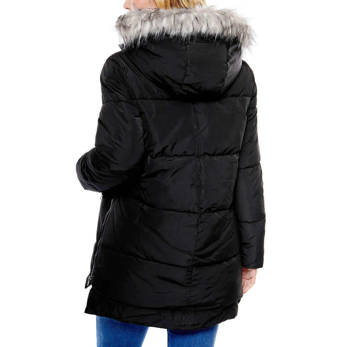 Be Boundless Women's Water-Resistant Faux Fur Hood Framework Anorak Jacket