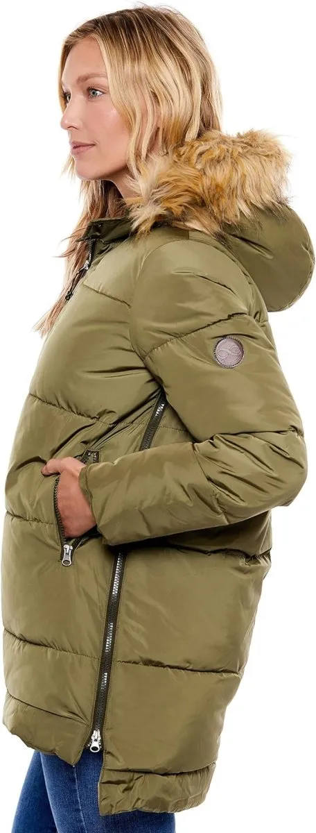 Be Boundless Women's Water-Resistant Faux Fur Hood Framework Anorak Jacket